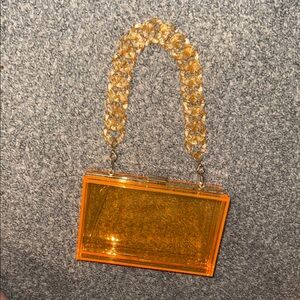 Orange Acrylic Bag with Chain
